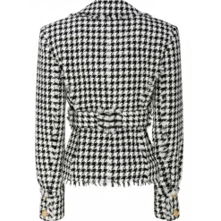 Balmain - Virgin Wool Tweed Belted Jacket - Black White - Balmain Exclusive Luxury Collection - Avvenice