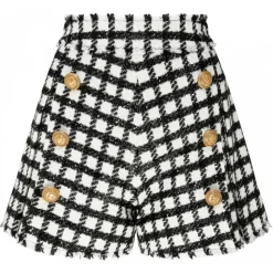Balmain - Virgin Wool Tweed Shorts - Black White - Balmain Exclusive Luxury Collection - Avvenice