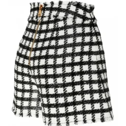 Balmain - Virgin Wool Tweed Shorts - Black White - Balmain Exclusive Luxury Collection - Avvenice