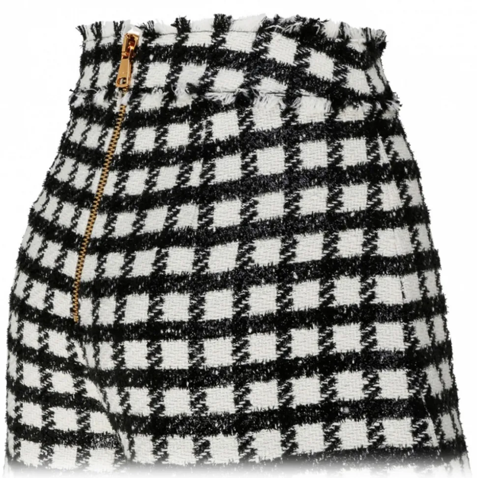 Balmain - Virgin Wool Tweed Shorts - Black White - Balmain Exclusive Luxury Collection - Avvenice