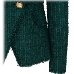 Balmain - Wool Blend Tweed Jacket - Green Black - Balmain Exclusive Luxury Collection - Avvenice