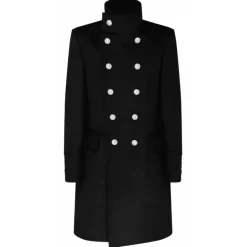 Balmain - Wool Double Breasted Coat - Black - Balmain Exclusive Luxury Collection - Avvenice