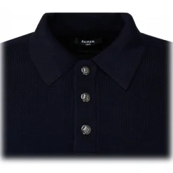 Balmain - Wool Logo Patch Polo Shirt - Navy Blue - Balmain Exclusive Luxury Collection - Avvenice