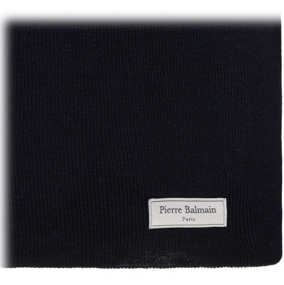 Balmain - Wool Logo Patch Polo Shirt - Navy Blue - Balmain Exclusive Luxury Collection - Avvenice