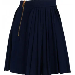Balmain - Wool Pleated Miniskirt - Navy Blue - Balmain Exclusive Luxury Collection - Avvenice