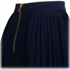 Balmain - Wool Pleated Miniskirt - Navy Blue - Balmain Exclusive Luxury Collection - Avvenice