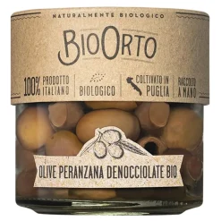 BioOrto - Organic Pitted Peranzana Olives - Organic Preserved Foods - 100 g - Avvenice