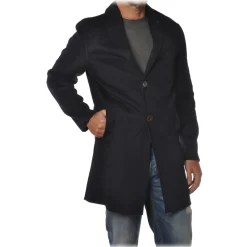 BoB Company - 3/4 Coat in Cloth Fabric - Blue - Jacket - Made in Italy - Luxury Exclusive Collection - Avvenice