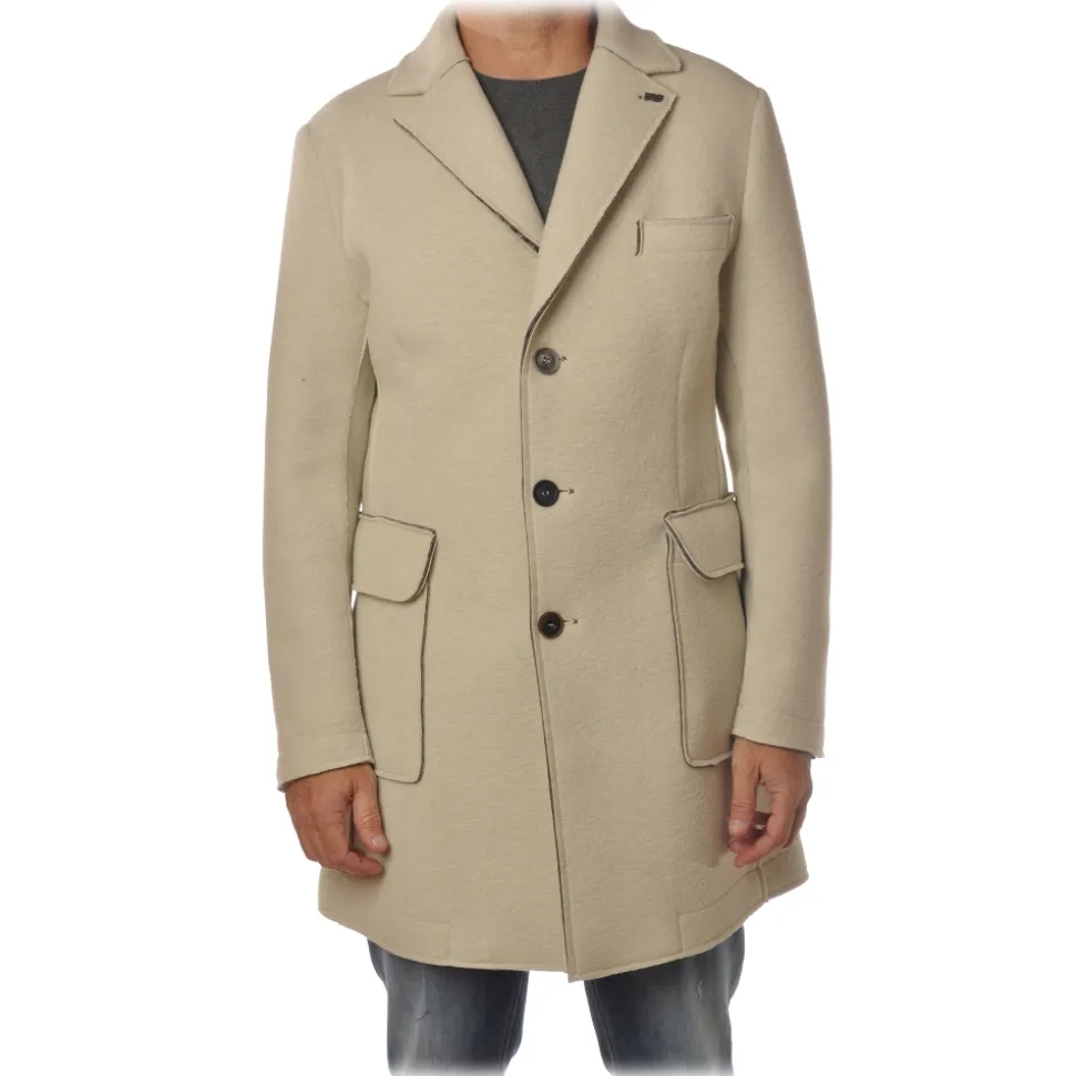BoB Company - 3/4 Coat in Cloth Fabric - Cream - Jacket - Made in Italy - Luxury Exclusive Collection - Avvenice