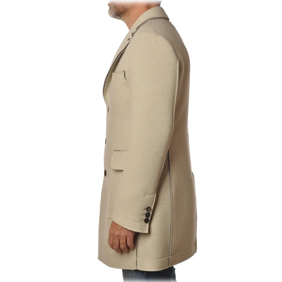 BoB Company - 3/4 Coat in Cloth Fabric - Cream - Jacket - Made in Italy - Luxury Exclusive Collection - Avvenice