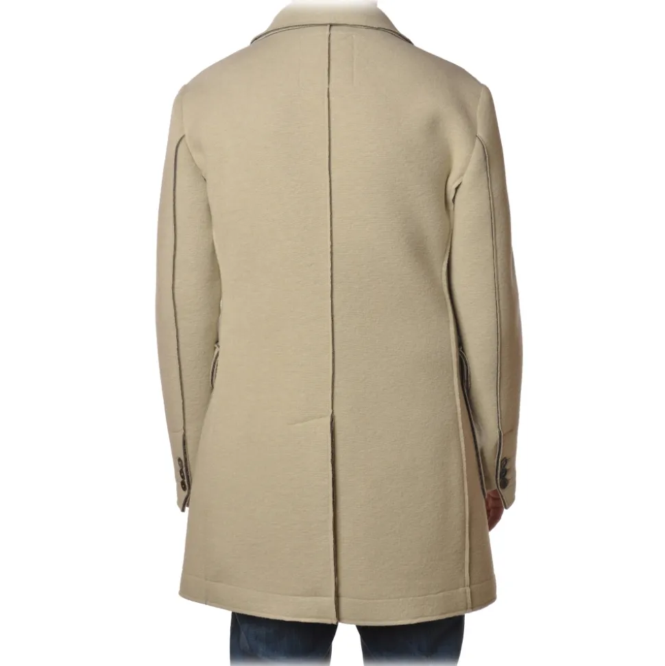 BoB Company - 3/4 Coat in Cloth Fabric - Cream - Jacket - Made in Italy - Luxury Exclusive Collection - Avvenice