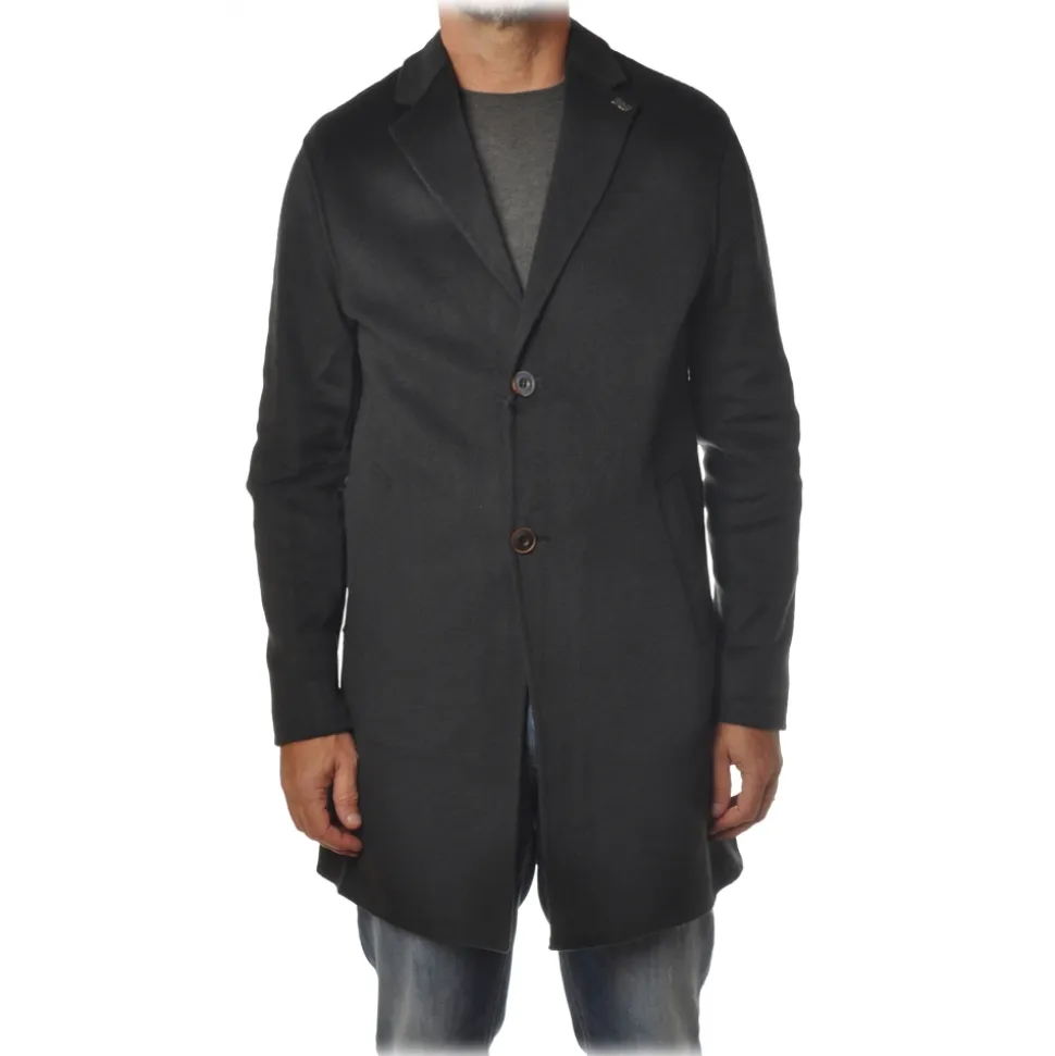 BoB Company - 3/4 Coat in Cloth Fabric - Black - Jacket - Made in Italy - Luxury Exclusive Collection - Avvenice