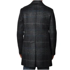 BoB Company - 3/4 Coat with Three Buttons - Royal Blue Checks - Jacket - Made in Italy - Luxury Exclusive Collection - Avvenice
