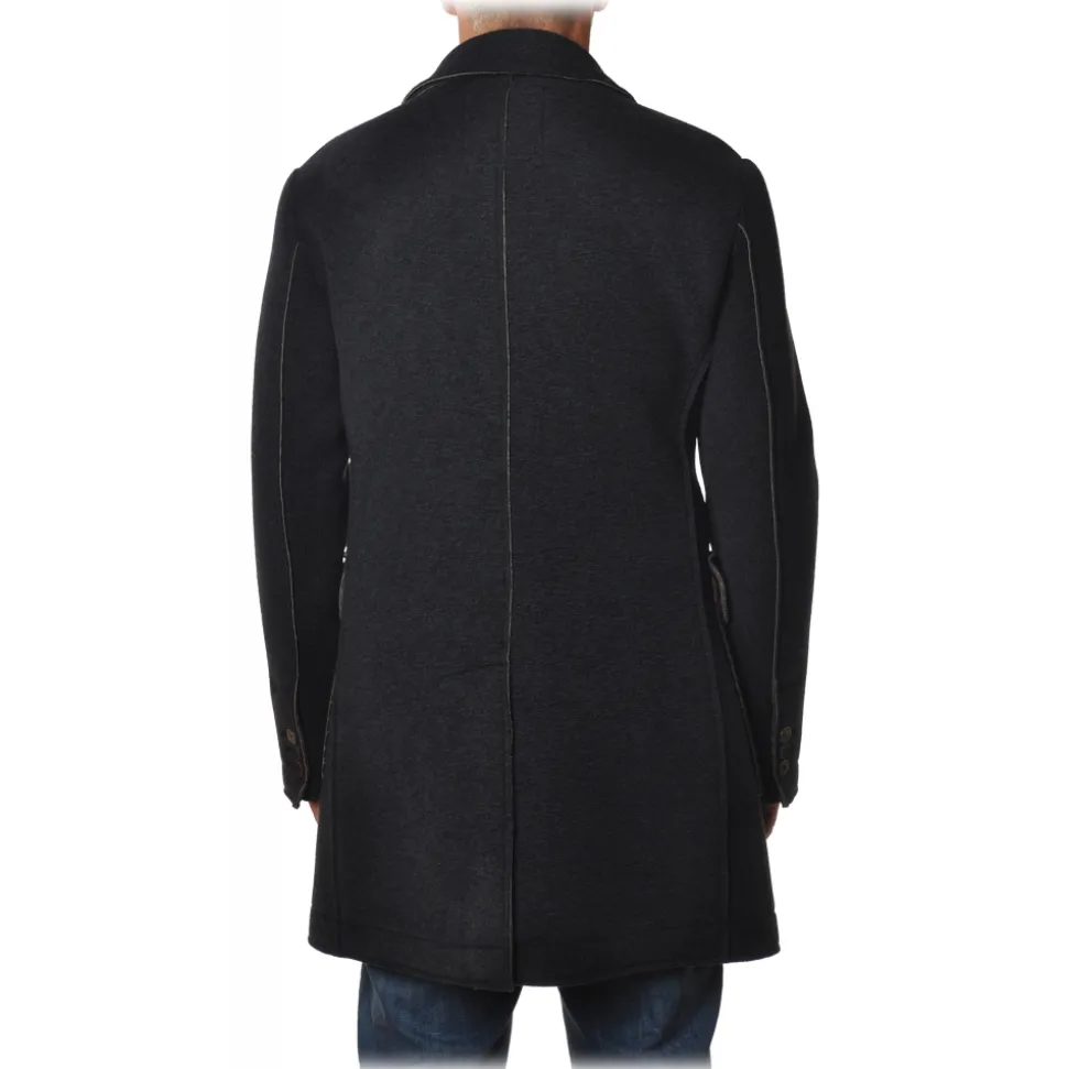 BoB Company - Coat in Technical Fabric with Contrasting Profiles - Blue - Jacket - Made in Italy - Luxury Exclusive Collection - Avvenice