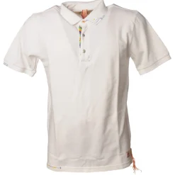 BoB Company - Short Sleeve Polo with Beads Insert - White - T-Shirt - Made in Italy - Luxury Exclusive Collection - Avvenice