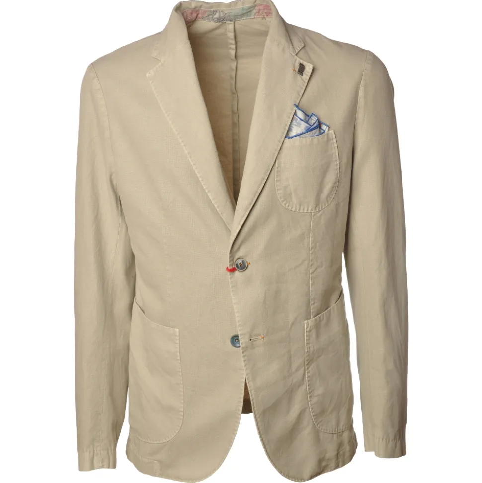BoB Company - Single-Breasted Jacket in Delavè Fabric - Beige - Jacket - Made in Italy - Luxury Exclusive Collection - Avvenice