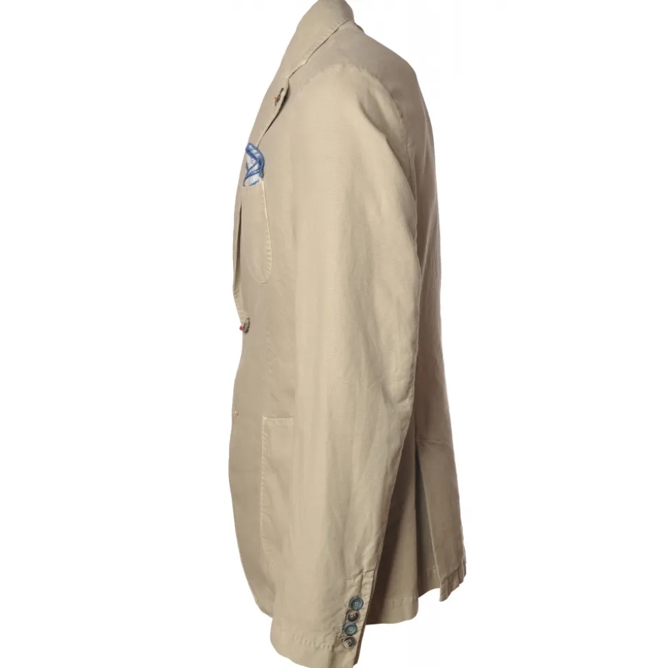 BoB Company - Single-Breasted Jacket in Delavè Fabric - Beige - Jacket - Made in Italy - Luxury Exclusive Collection - Avvenice