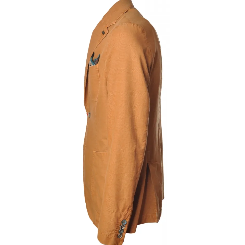 BoB Company - Single-Breasted Jacket in Delavè Fabric - Orange - Jacket - Made in Italy - Luxury Exclusive Collection - Avvenice