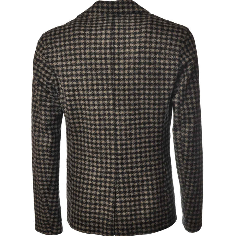 BoB Company - Single-Breasted Jacket in Piedepull Pattern - Black/Beige - Jacket - Made in Italy - Luxury Exclusive Collection - Avvenice
