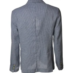 BoB Company - Single-Breasted Jacket in Checkered Pattern - Light-Blue - Jacket - Made in Italy - Luxury Exclusive Collection - Avvenice