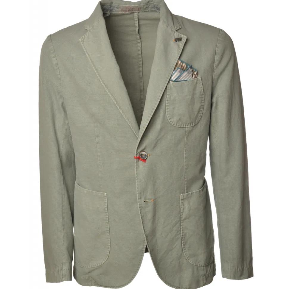 BoB Company - Single-Breasted Jacket in Delavè Fabric - Sage - Jacket - Made in Italy - Luxury Exclusive Collection - Avvenice
