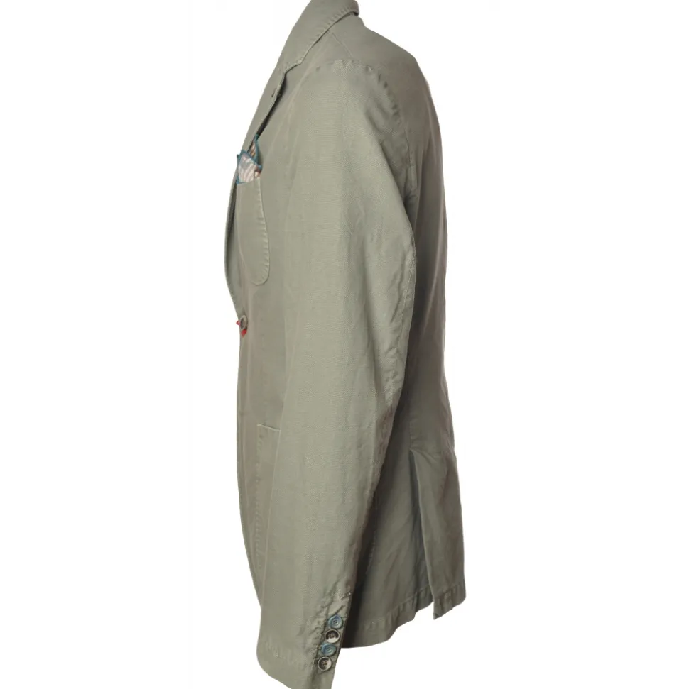 BoB Company - Single-Breasted Jacket in Delavè Fabric - Sage - Jacket - Made in Italy - Luxury Exclusive Collection - Avvenice