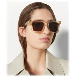 Bottega Veneta - Acetate Square Oversize Sunglasses - Beige Brown - Sunglasses - Bottega Veneta Eyewear - Avvenice
