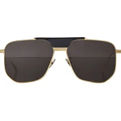 Bottega Veneta - Angular Aviator Sunglasses - Grey Gold - Sunglasses - Bottega Veneta Eyewear - Avvenice