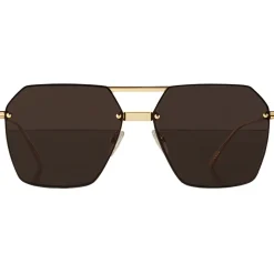 Bottega Veneta - Metal Angular Sunglasses - Grey Gold - Sunglasses - Bottega Veneta Eyewear - Avvenice