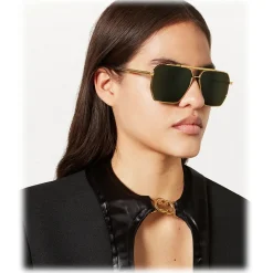 Bottega Veneta - Metal Aviator Sunglasses - Gold Green - Sunglasses - Bottega Veneta Eyewear - Avvenice