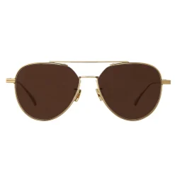 Bottega Veneta - Metal Aviator Sunglasses - Gold Brown - Sunglasses - Bottega Veneta Eyewear - Avvenice
