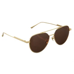 Bottega Veneta - Metal Aviator Sunglasses - Gold Brown - Sunglasses - Bottega Veneta Eyewear - Avvenice