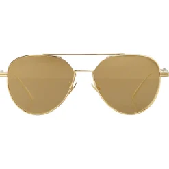 Bottega Veneta - Metal Aviator Sunglasses - Shiny Gold - Sunglasses - Bottega Veneta Eyewear - Avvenice
