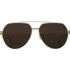 Bottega Veneta - Metal Aviator Sunglasses - Brown Gold - Sunglasses - Bottega Veneta Eyewear - Avvenice