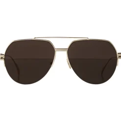 Bottega Veneta - Metal Aviator Sunglasses - Brown Gold - Sunglasses - Bottega Veneta Eyewear - Avvenice