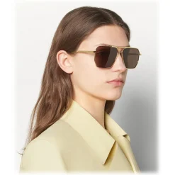 Bottega Veneta - Metal Aviator Sunglasses - Gold Brown - Sunglasses - Bottega Veneta Eyewear - Avvenice
