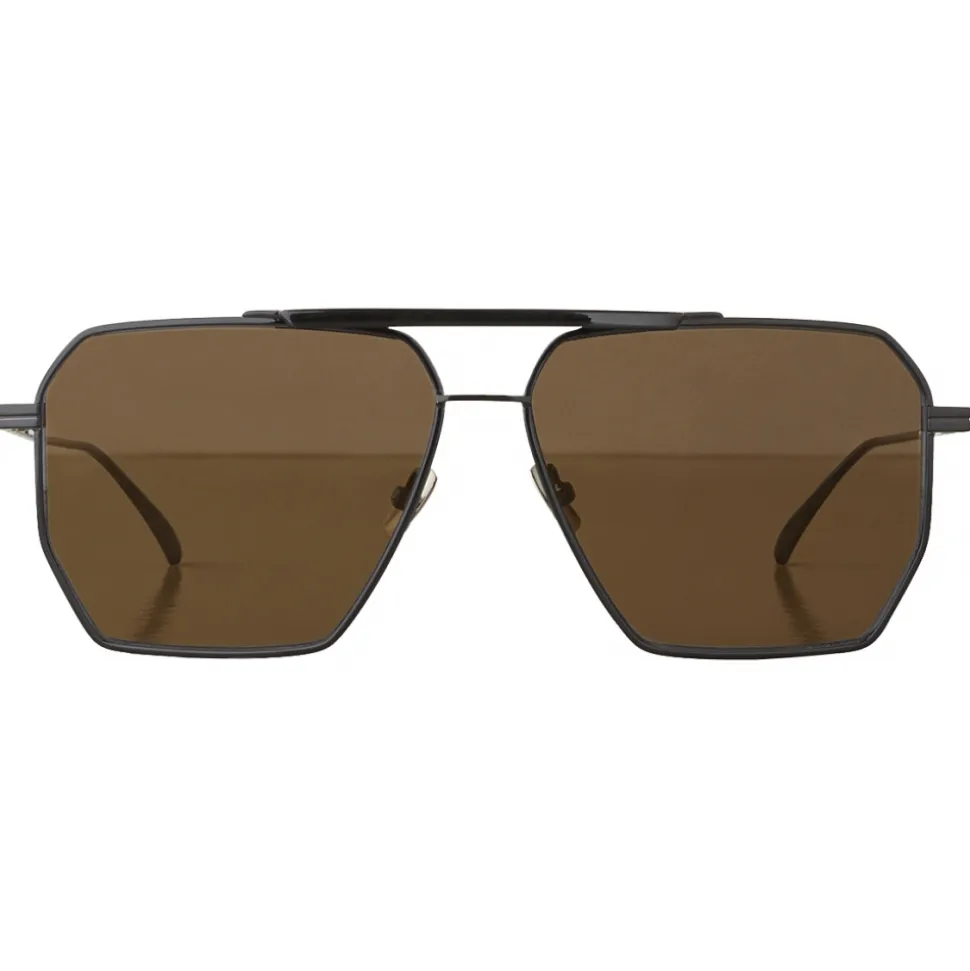 Bottega Veneta - Metal Aviator Sunglasses - Black - Sunglasses - Bottega Veneta Eyewear - Avvenice