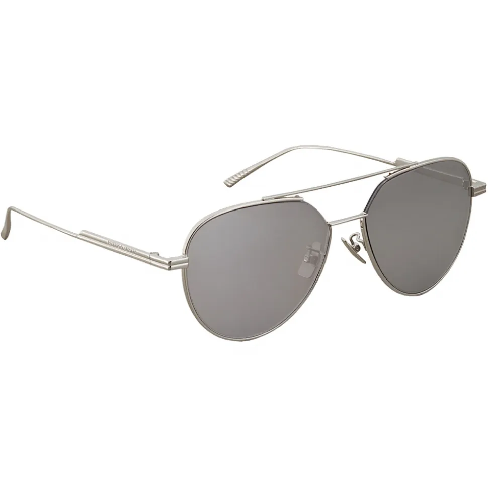 Bottega Veneta - Metal Aviator Sunglasses - Shiny Silver - Sunglasses - Bottega Veneta Eyewear - Avvenice