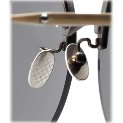 Bottega Veneta - Metal Gold and Leather Round Oversize Sunglasses - Gold Blue - Sunglasses - Bottega Veneta Eyewear - Avvenice