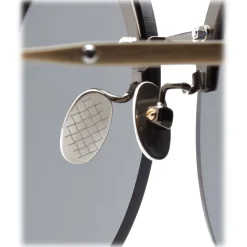 Bottega Veneta - Metal Gold and Leather Round Oversize Sunglasses - Gold Silver - Sunglasses - Bottega Veneta Eyewear - Avvenice