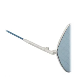 Bottega Veneta - Metal Hexagonal Oversize Sunglasses - Silver Blue - Sunglasses - Bottega Veneta Eyewear - Avvenice
