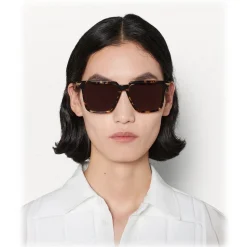 Bottega Veneta - Metal Oversize Square Sunglasses - Brown Havana - Sunglasses - Bottega Veneta Eyewear - Avvenice