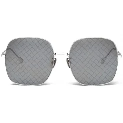 Bottega Veneta - Metal Square Oversize Sunglasses - Silver Black Grey - Sunglasses - Bottega Veneta Eyewear - Avvenice