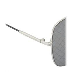 Bottega Veneta - Metal Square Oversize Sunglasses - Silver Black Grey - Sunglasses - Bottega Veneta Eyewear - Avvenice