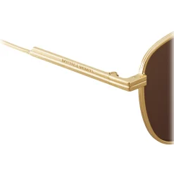 Bottega Veneta - Metal Square Sunglasses - Gold Brown - Sunglasses - Bottega Veneta Eyewear - Avvenice