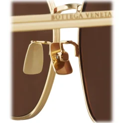 Bottega Veneta - Metal Square Sunglasses - Gold Brown - Sunglasses - Bottega Veneta Eyewear - Avvenice