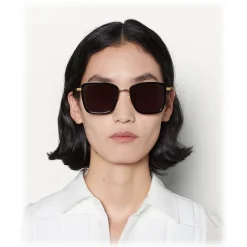 Bottega Veneta - Rectangular Sunglasses - Black Gold - Sunglasses - Bottega Veneta Eyewear - Avvenice