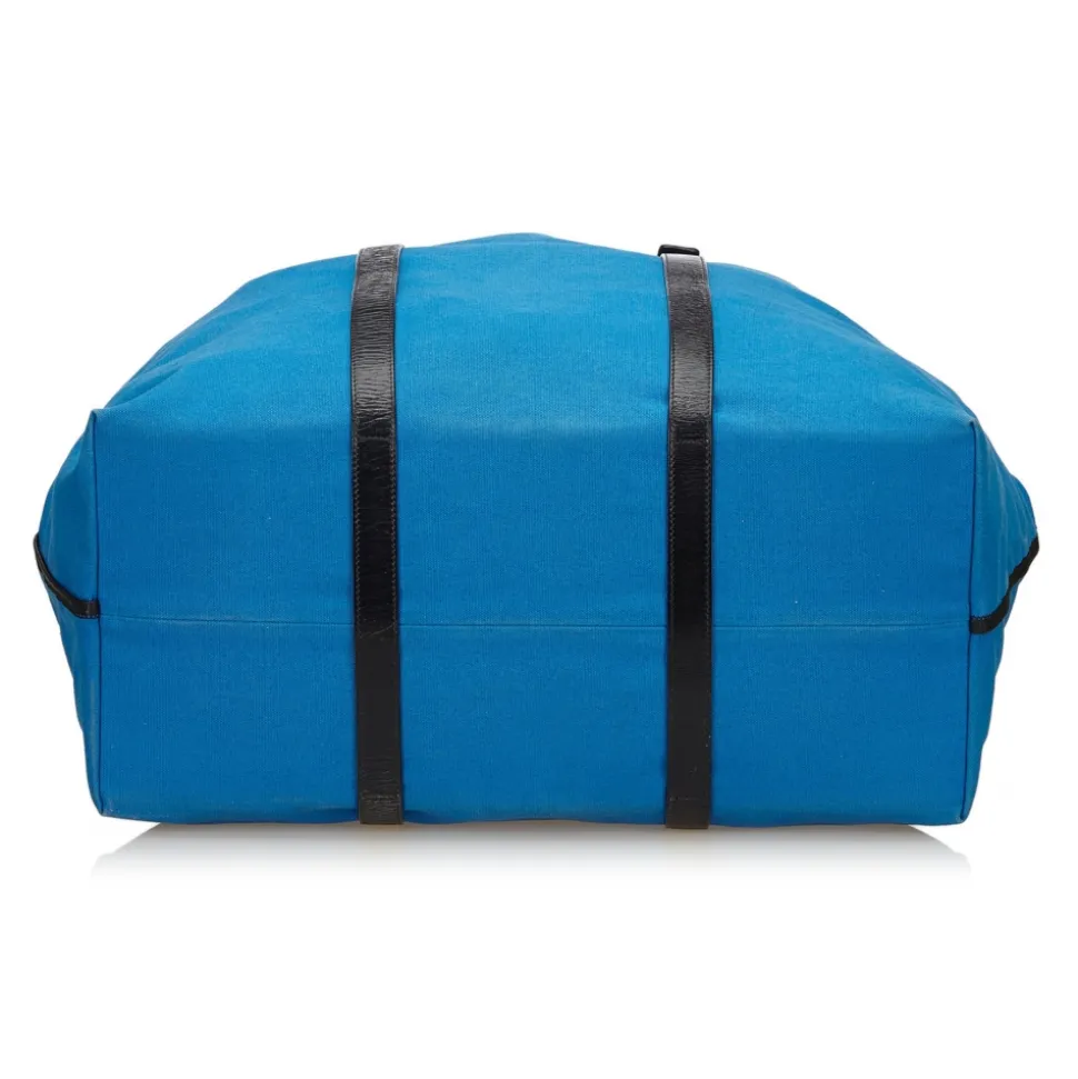 Bottega Veneta Vintage - Canvas Weekender Bag - Blue - Leather Handbag - Luxury High Quality - Avvenice
