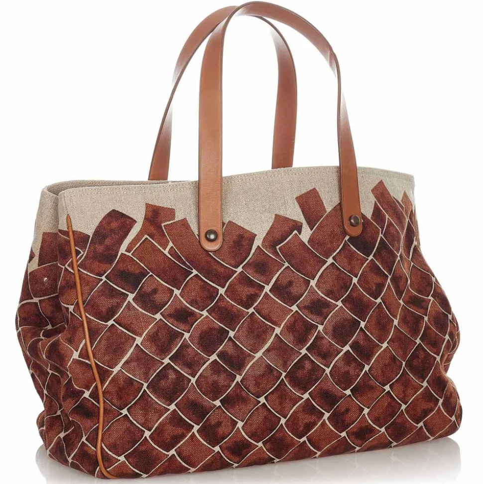 Bottega Veneta Vintage - Canvas Tote Bag - Brown - Leather Handbag - Luxury High Quality - Avvenice