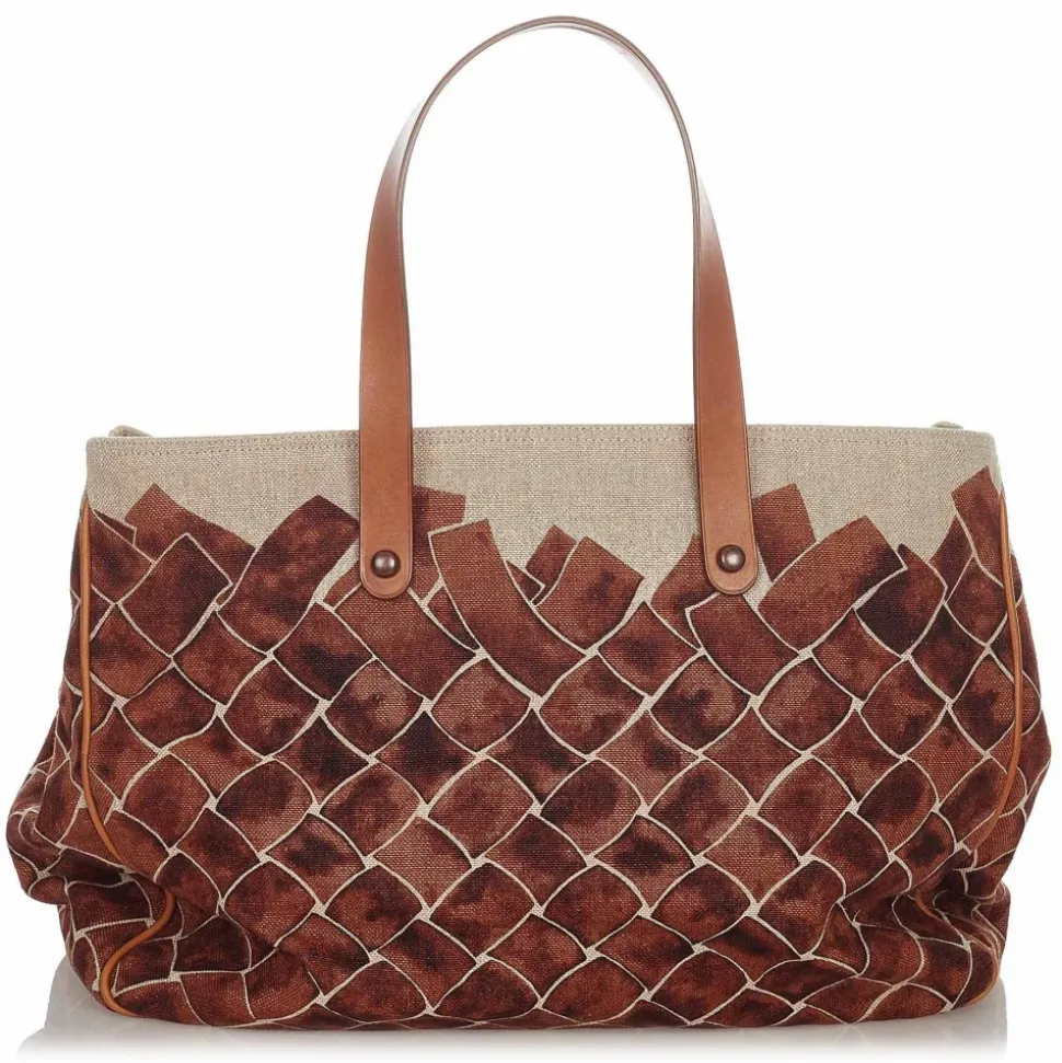 Bottega Veneta Vintage - Canvas Tote Bag - Brown - Leather Handbag - Luxury High Quality - Avvenice